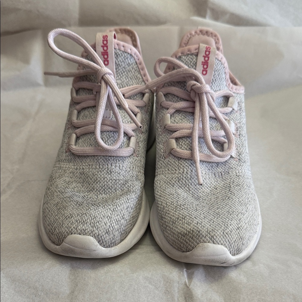 Adidas Kids Light Gray and Soft Pink Sneakers